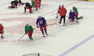 The 2021 Calgary Flames at practice at the Saddledome