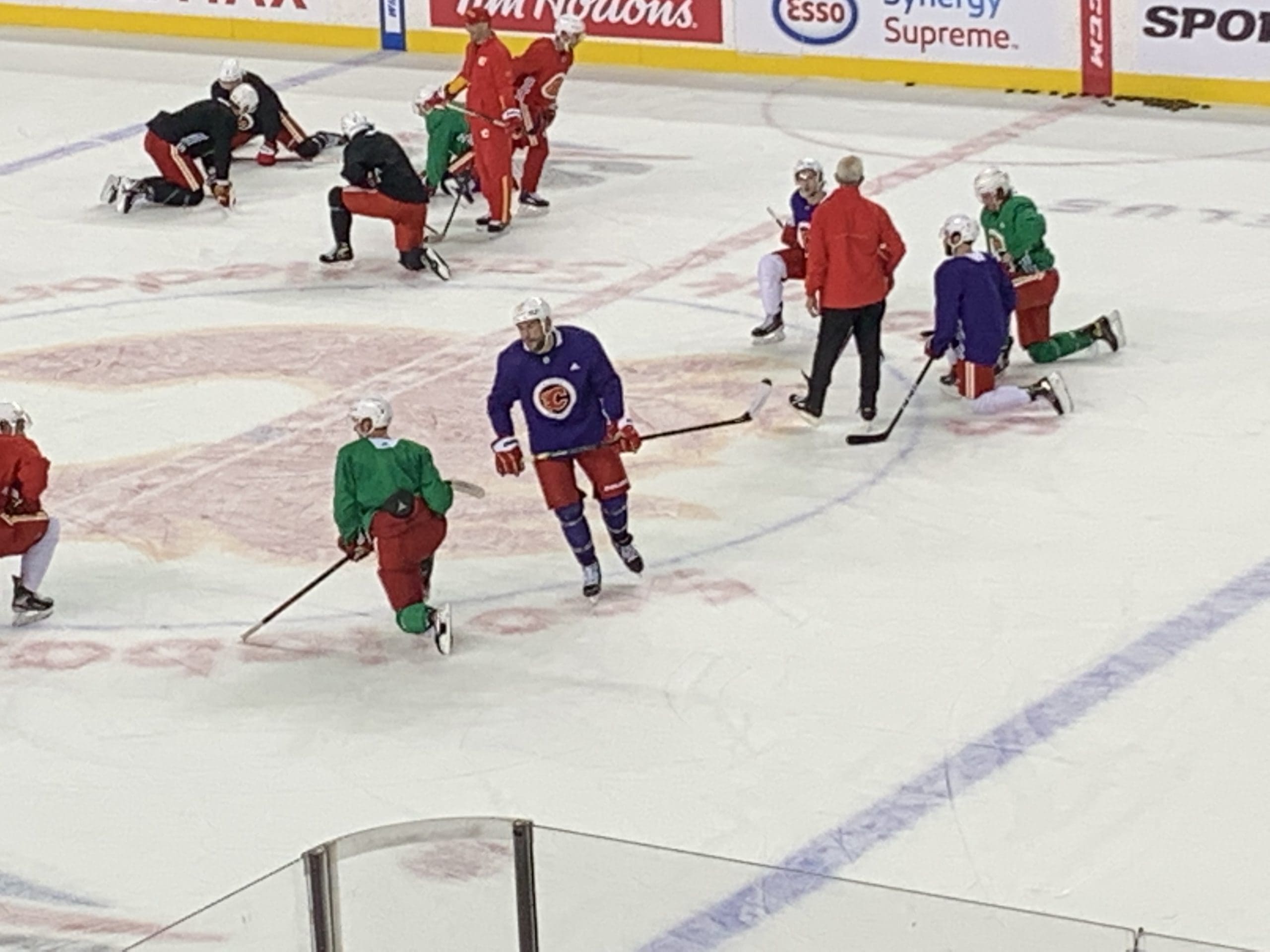 The 2021 Calgary Flames at practice at the Saddledome